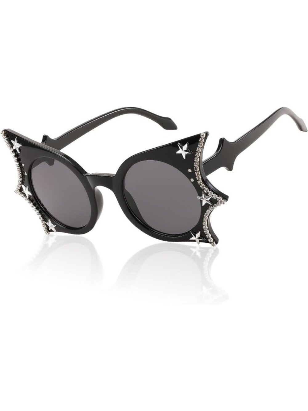 Women's Men Butterfly Bat Halloween Sunglasses Funny Party Shades-Black Crystal